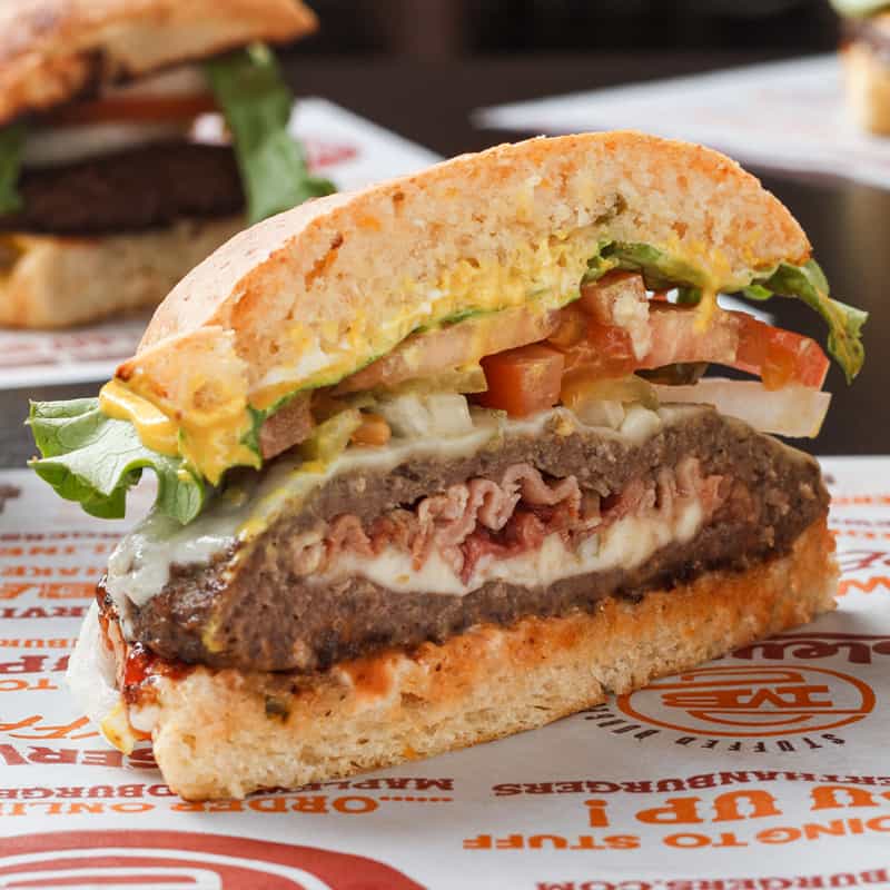 maplewood bacon stuffed burger